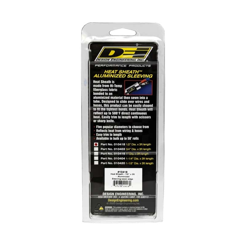 DEI — DEI Heat Sheath 1/2in I.D. x 3ft - Aluminized Sleeving - Sewn Edge
Heat Shield Sleeve - view 3