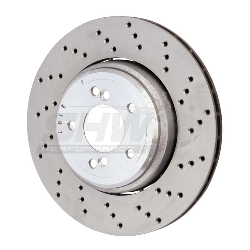 SHW Performance — SHW 08-13 BMW M3 4.0L Right Rear Cross-Drilled Lightweight Brake Rotor (34212283804) - view 2