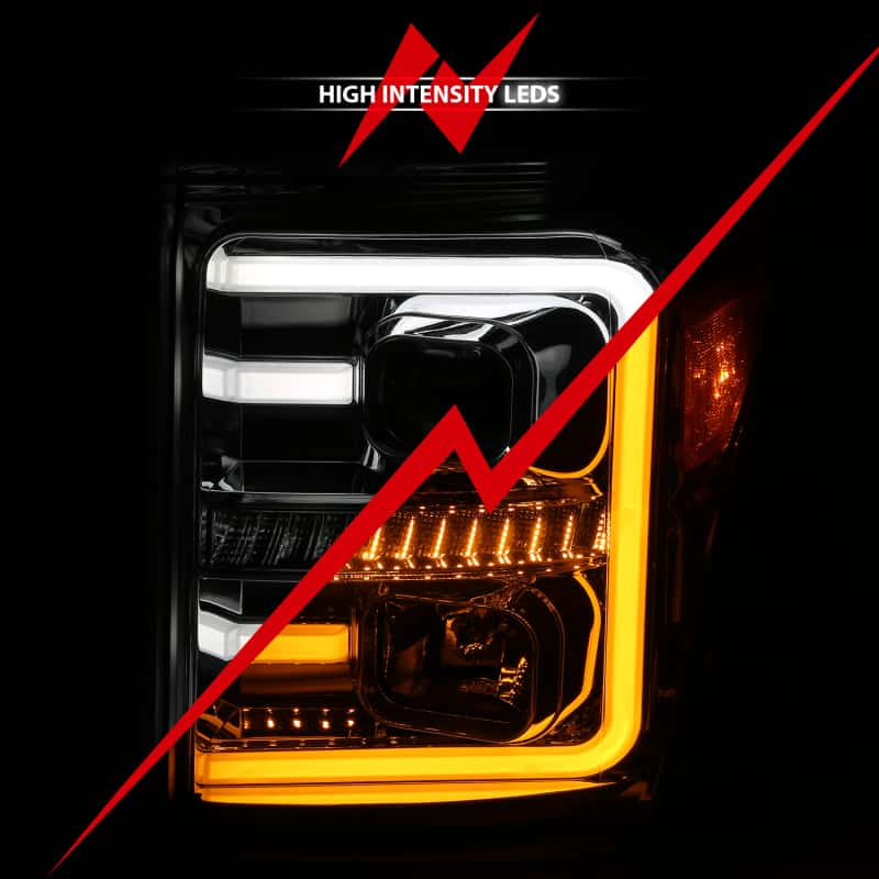 ANZO — ANZO 11-16 Ford F-250/F-350/F-450 Projector Headlights w/ Plank Style Switchback Chrome w/Amber
Projector Headlights
Head Light Set - view 4