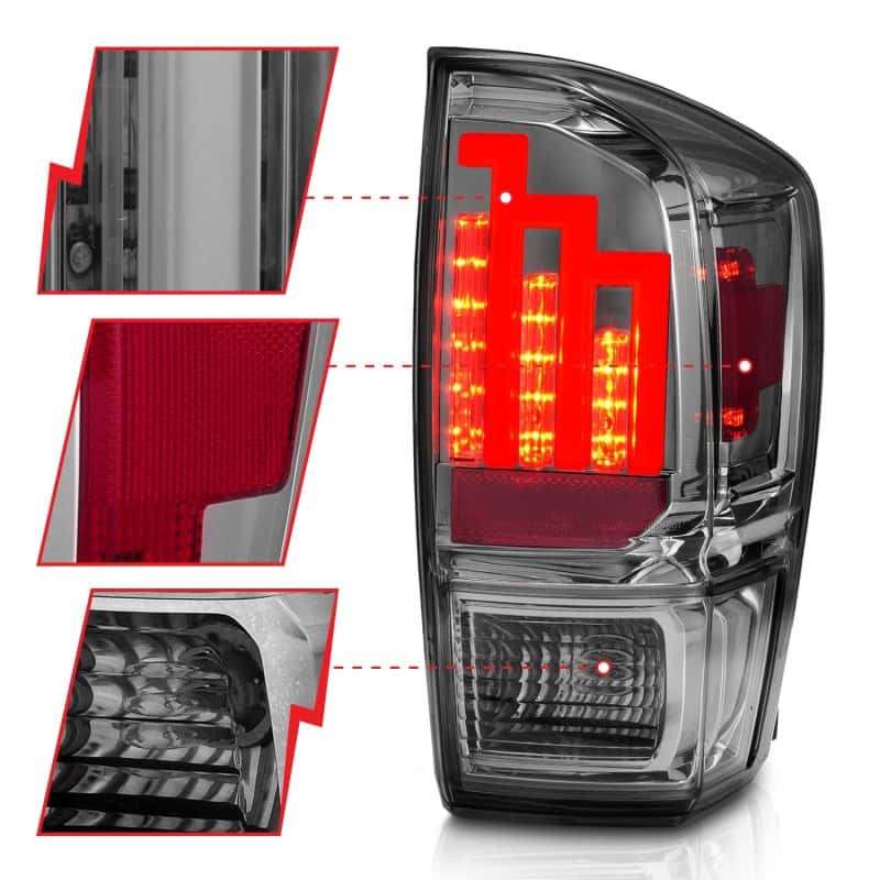 ANZO — ANZO 2016-2017 Toyota Tacoma LED Taillights Smoke
TailLightSet - view 4