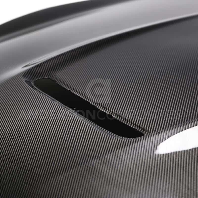 Anderson Composites — Anderson Composites 2015-2017 Ford Mustang Shelby GT350 Double Sided Carbon Fiber Hood - view 4