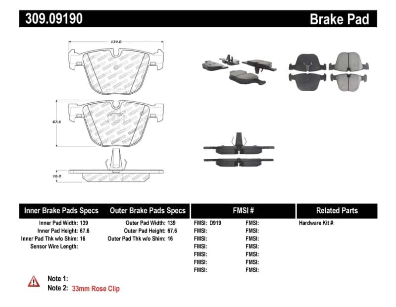 Stoptech — StopTech Performance 06-09 BMW M5 E60 / 07-09 M6 E63/E63 Rear Brake Pads
Sprt Brk Pad W/Hdwr - view 7