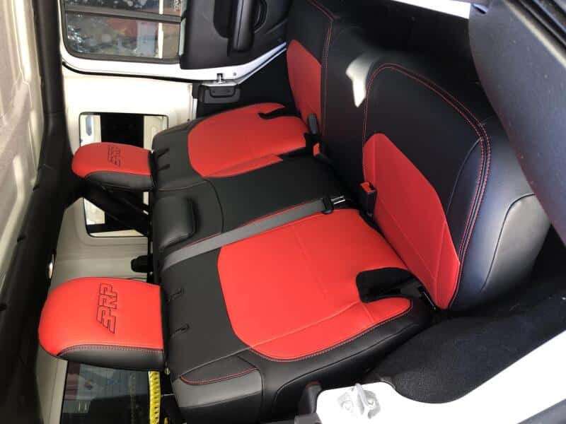 PRP Seats — PRP 2018+ Jeep Wrangler JLU/4 door Rear Bench Cover with Cloth Interior - Black/Red
Seat Covers - view 6