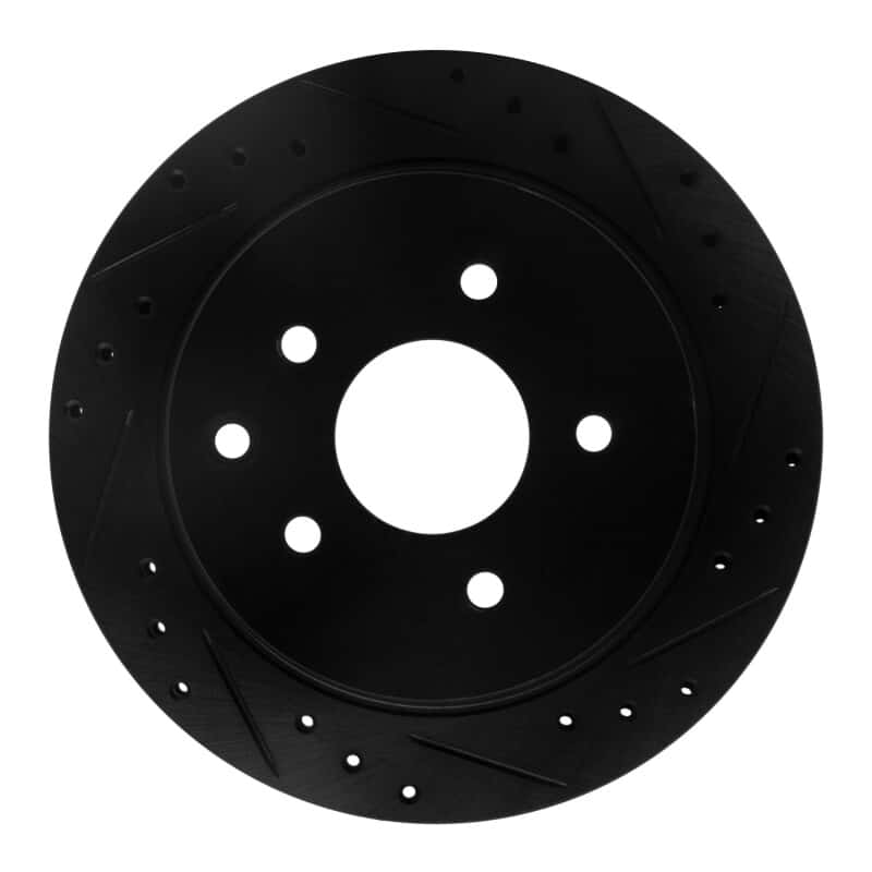 R1 Concepts — R1 93-01 Infiniti Q45 Rear Right Drilled & Slotted Black Brake Rotor
R1 Brake Rotor Drill - view 1