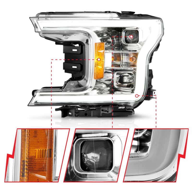 ANZO — ANZO 18-19 Ford F-150 Projector Headlights w/Plank Style Switchback Chrome w/Amber
Projector Headlights
Head Light Set - view 13