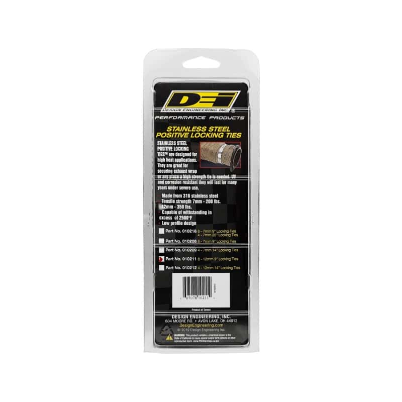 DEI — DEI Stainless Steel Positive Locking Tie 1/2in (12mm) x 9in - 8 per pack
Heat Shield Tie - view 3