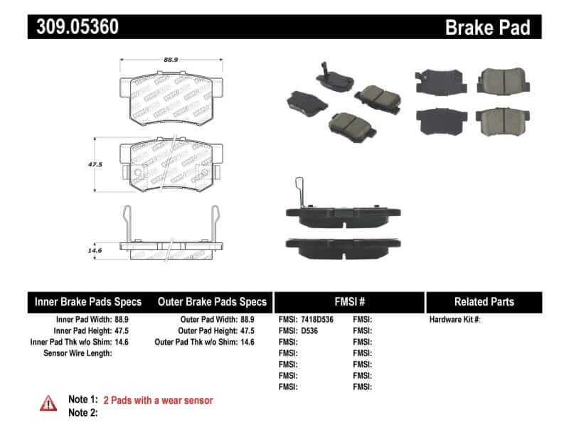 Stoptech — StopTech Performance 08-10 Honda Accord EX/EX-L Coupe / 08-10 LX/LX-P/LX+ Sedan Rear Brake Pads
Sprt Brk Pad W/Hdwr - view 7