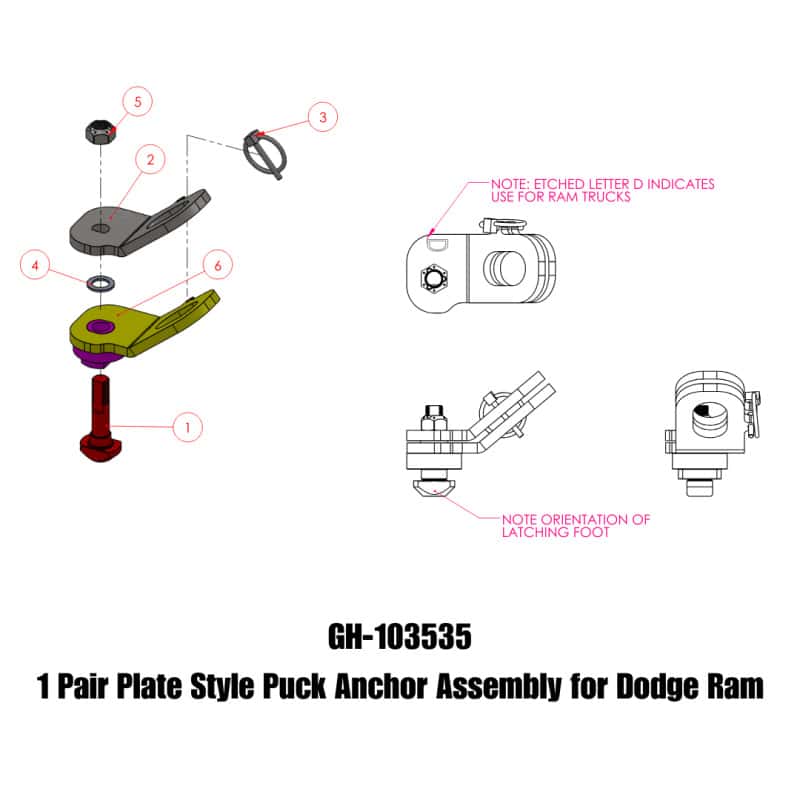 GEN-Y Hitch — Gen-Y Dodge Plate Style Puck Safety Chain Anchor Assembly - Pair
Safety Chain Anchor - view 1