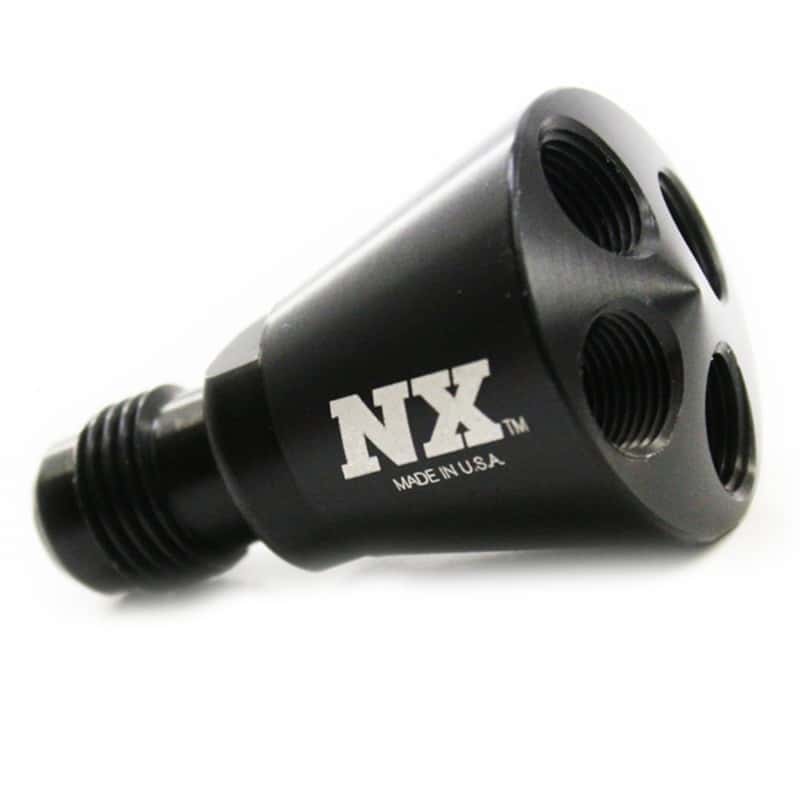 Nitrous Express — Nitrous Express 4 Port Showerhead Distribution Block w/-6 Male - Black
Distribution Block
N2ODstributionBlk - view 3