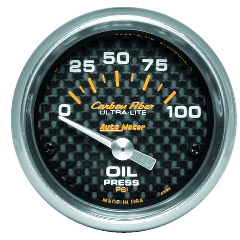 AutoMeter — Autometer Carbon Fiber 52mm 100 PSI Electronic Oil Pressure Gauge
GA 2" OILP ELEC CF - view 2