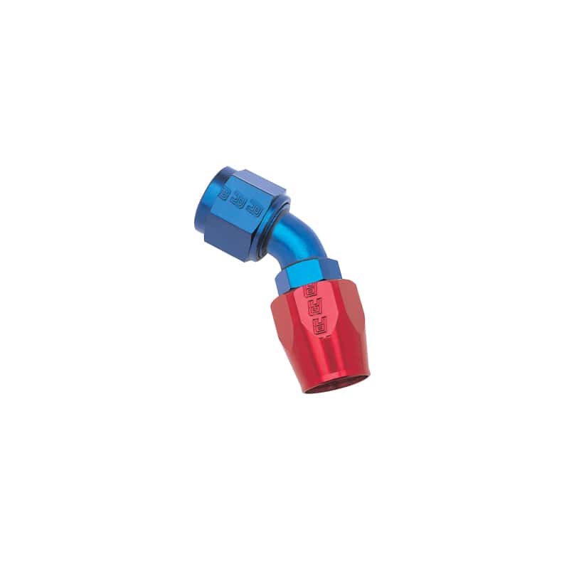 Russell — Russell Performance -6 AN Red/Blue 45 Degree Full Flow Hose End
Hose Fitting - view 2