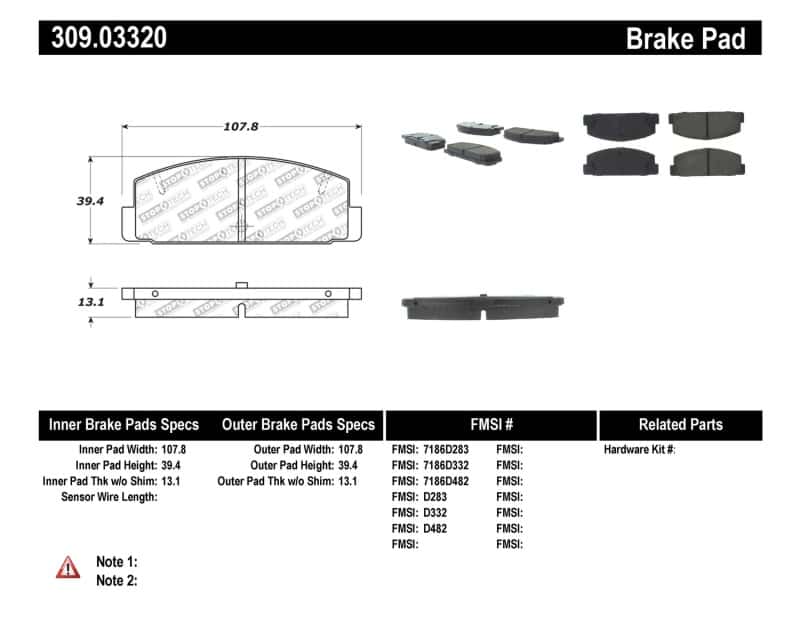 Stoptech — StopTech Performance 89-95 Mazda RX7 / 03-05 Mazda 6 Rear Brake Pads
Sprt Brk Pad W/Hdwr - view 7