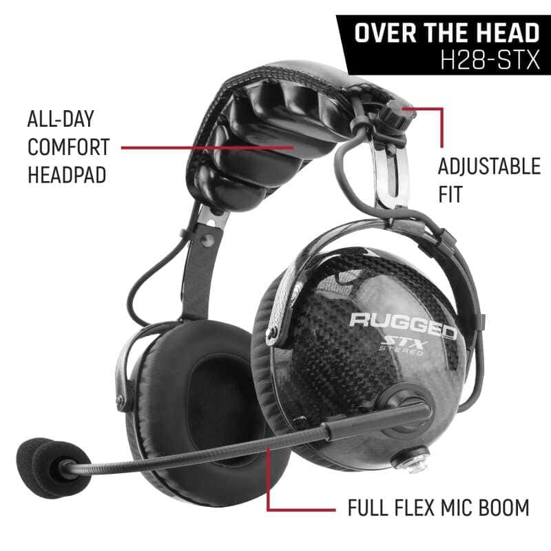 Rugged Radios — Rugged Radios AlphaBass Carbon Fiber Headset for STEREO and OFFROAD Intercoms Behind The Head - view 2