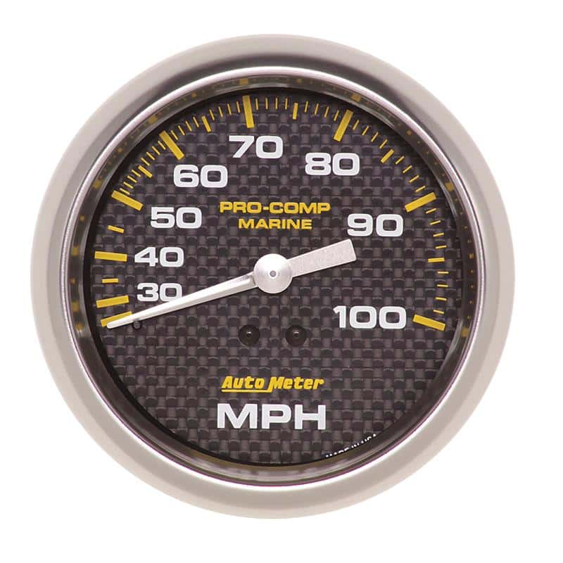 AutoMeter — Autometer Marine Carbon Fiber 3-3/8in 100 MPH Mechanical Speedometer Gauge
3.4" SPD MEC 100 MCF - view 1