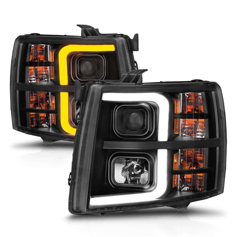 ANZO — ANZO 2007-2013 Chevrolet Silverado 1500 Projector w/ Light Bar Black Housing w/ Sequential
Head Light Set
HdLtSet - view 4