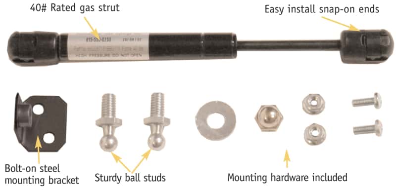 Tuffy Products — Tuffy Gas Spring Kit W/Mounting
Gas Strut Kit - view 3
