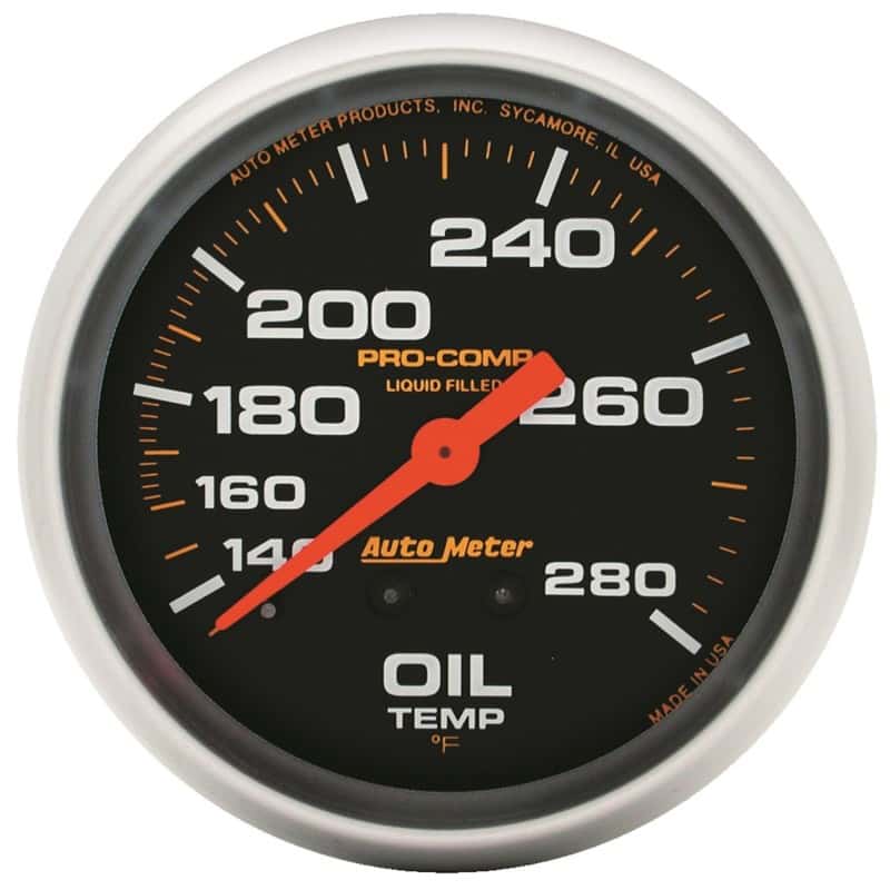 AutoMeter — Autometer Liquid Filled Mechanical 66.7mm 140-280 deg F Oil Temperature Gauge Includes 12 ft Tubing
2-5/8" OIL TEMP, 140 - view 4