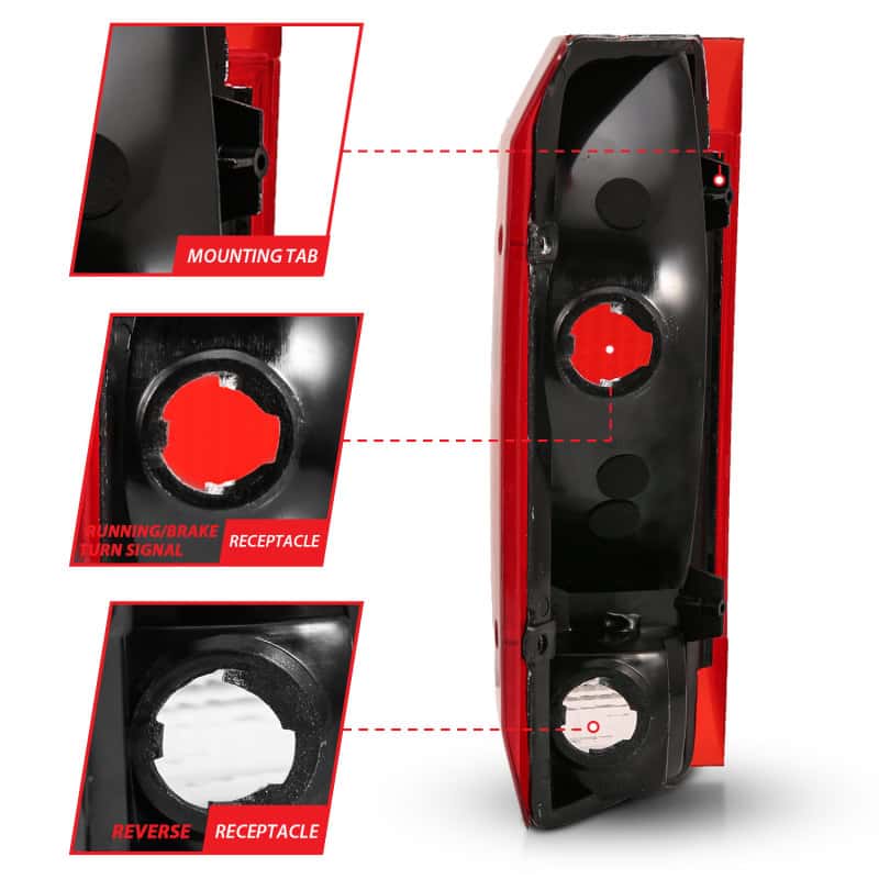 ANZO — ANZO 1992-1996 Ford Bronco Taillight Red/Clear Lens (OE Replacement) - view 5