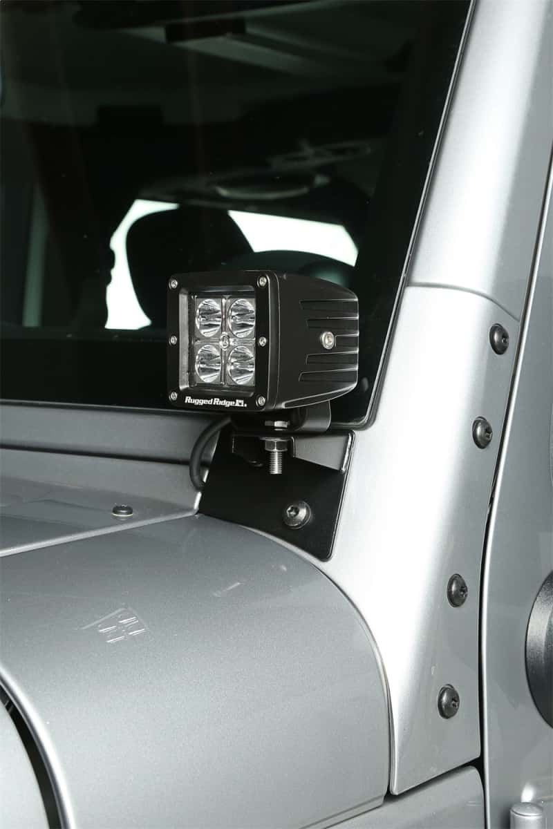 Rugged Ridge — Rugged Ridge 07-18 Jeep Wrangler JK Textured Black Windshield Aux. Light Mounting Brackets
OrdRacingLampMnt
OFFROAD_LIGHTING - view 3