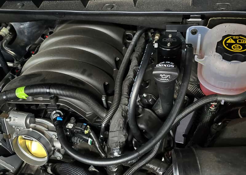 J&L — J&L 19-26 Chevrolet Silverado/GMC Sierra 1500 5.3L V8 Driver Side Oil Separator 3.0 - Black Anod
Oil Separator - view 3
