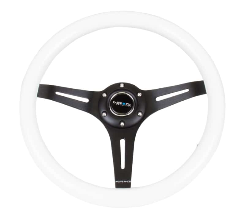 NRG — NRG Classic Wood Grain Steering Wheel (350mm) White Paint Grip w/Black 3-Spoke Center - view 1