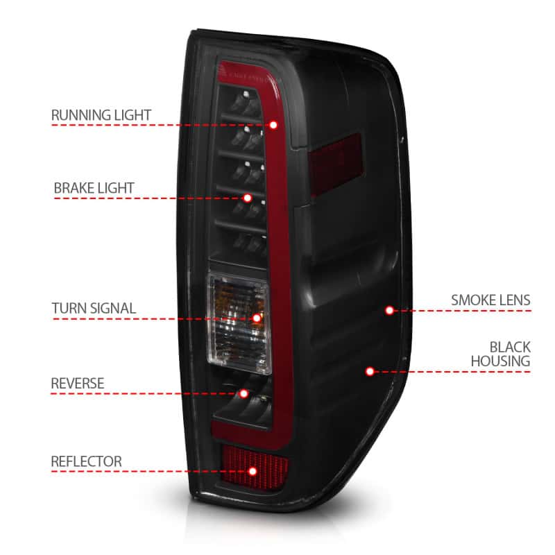 ANZO — ANZO 2005-2021 Nissan Frontier LED Taillights Black Housing/Smoke Lens - view 5