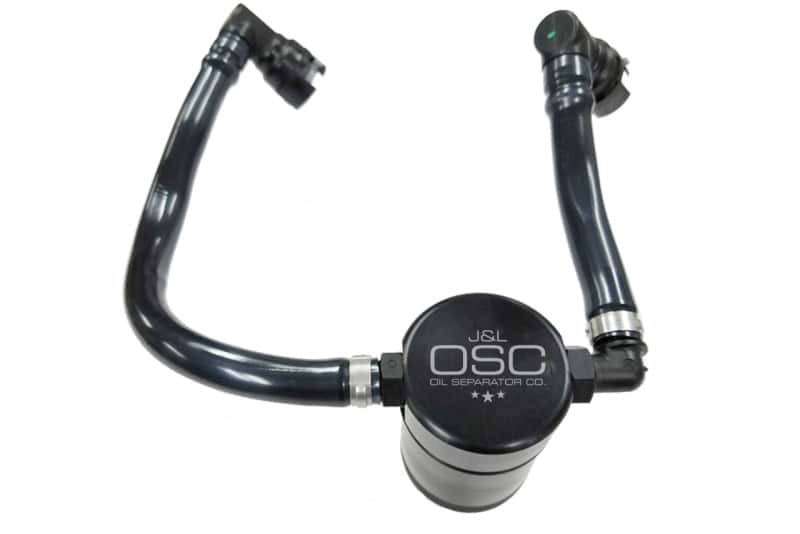 J&L — J&L 2018-2023 Ford Mustang GT Passenger Side Oil Separator 3.0 - Black Anodized
Oil Separator - view 1