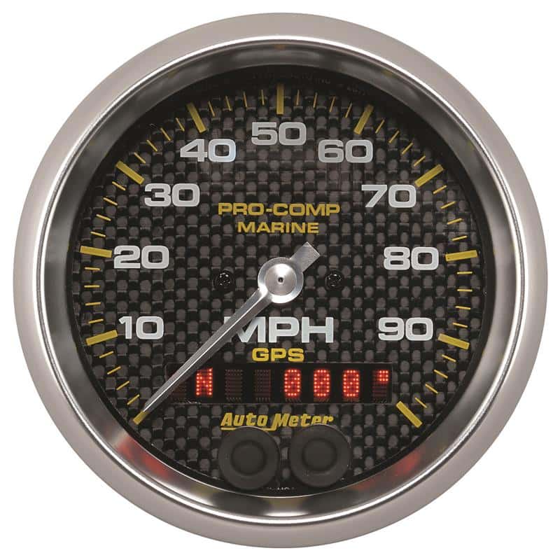 AutoMeter — Autometer Marine Carbon Fiber 3-3/8in 100MPH GPS Speedometer Gauge
3.4" SPD GPS 100 MCF - view 1