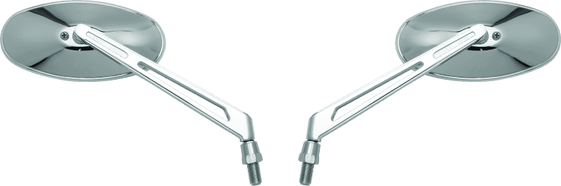 BikeMaster — BikeMaster Oval Mirror Machined Arm w/10mm/Yam 10mm/HD Adapters - Pair - Chrome - view 1
