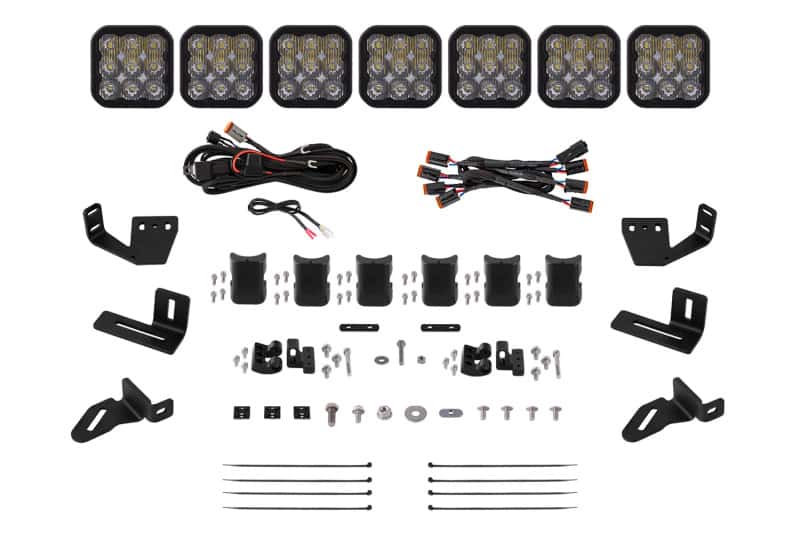 Diode Dynamics — Diode Dynamics Prinsu/Sherpa Roof Racks- SS5 7-Pod CrossLink Mounting Kit Sport White Driving - view 1