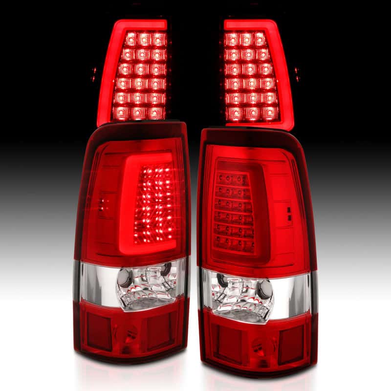 ANZO — ANZO 1999-2002 Chevy Silverado 1500 LED Taillights Plank Style Chrome With Red/Clear Lens - view 6