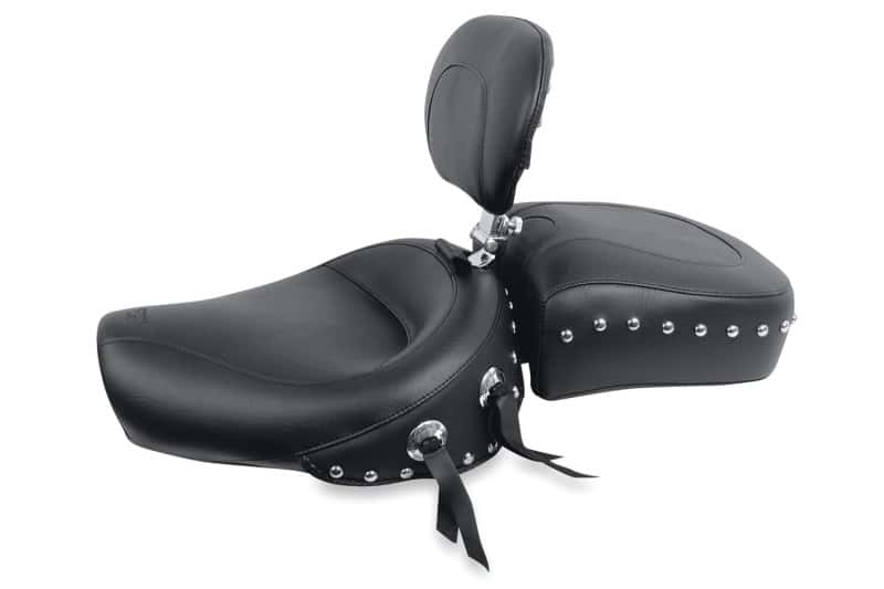 Mustang Motorcycle — Mustang 82-03 Harley Sportster Wide Touring Solo Seat w/Driver Backrest Studs - Black - view 1