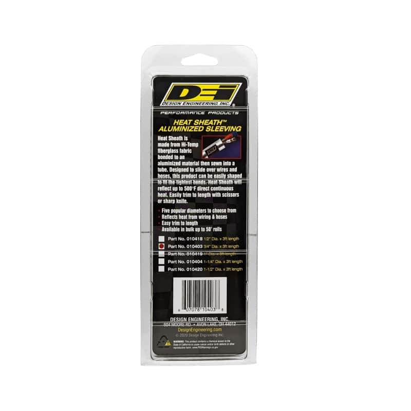 DEI — DEI Heat Sheath 3/4in x 3ft - Aluminized Sleeving - Sewn Edge
Heat Shield Sleeve - view 3