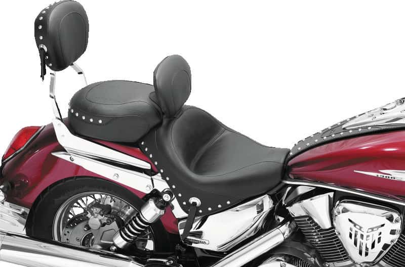 Mustang Motorcycle — Mustang 02-09 Honda VTX1300 Retro, S ,T Wide Touring 2PC Seat w/Driver Backrest Studs - Black - view 3