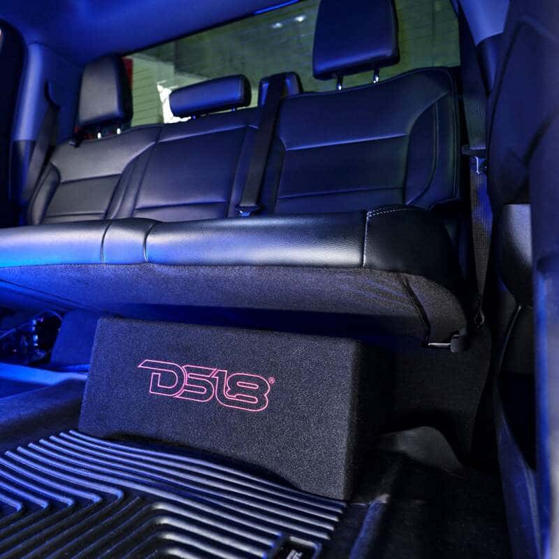 DS18 — DS18 Single 10in Shallow Subwoofer and Enclosure 600 Watts RMS Downfiring Sealed Black Carpet - view 5