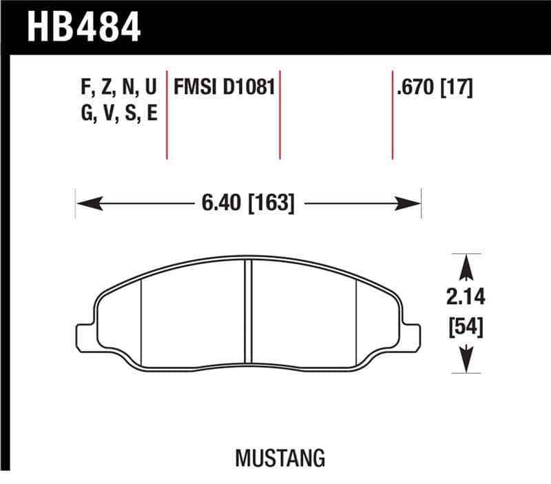 Hawk Performance — Hawk 05-10 Ford Mustang GT & V6 / 07-08 Shelby GT HPS Street Front Brake Pads
Disc Brake Pad - view 1