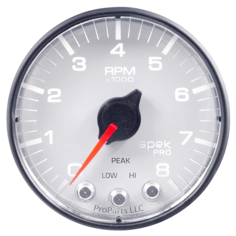 AutoMeter — Autometer Spek-Pro Gauge Tach 2 1/16in 8K Rpm W/ Shift Light & Peak Mem Wht/Blk
GA 2" 8KRPM WFB SPEK - view 5