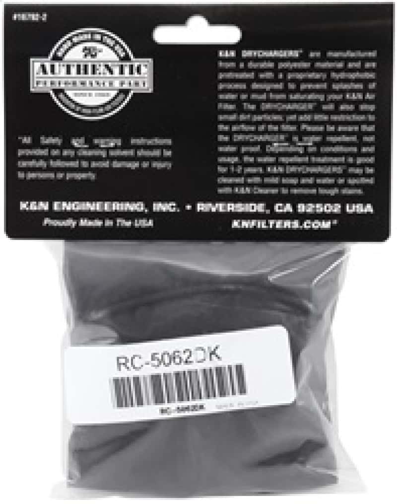 K&N Engineering — K&N 4.5in Base ID x 3.5in Top ID x 6in H - Black - Round Tapered - Drycharger Air Filter Wrap - view 4