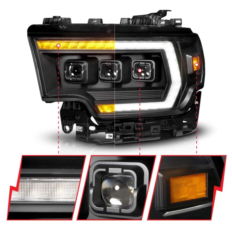 ANZO — ANZO 19-24 RAM 2500/3500 Z-Series Full LED Proj Headlights DRL/Init/SeqSig - Driver Side ONLY - view 2