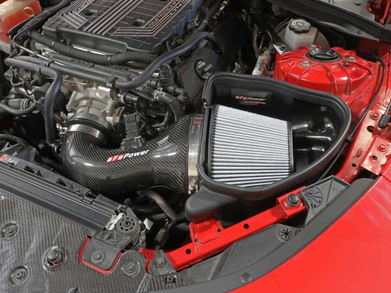 aFe — aFe 17-12 Chevrolet Camaro ZL1 (6.2L-V8) Track Series Carbon Fiber CAI System w/ Pro-DRY S Filters
Track Series Intake  - view 7