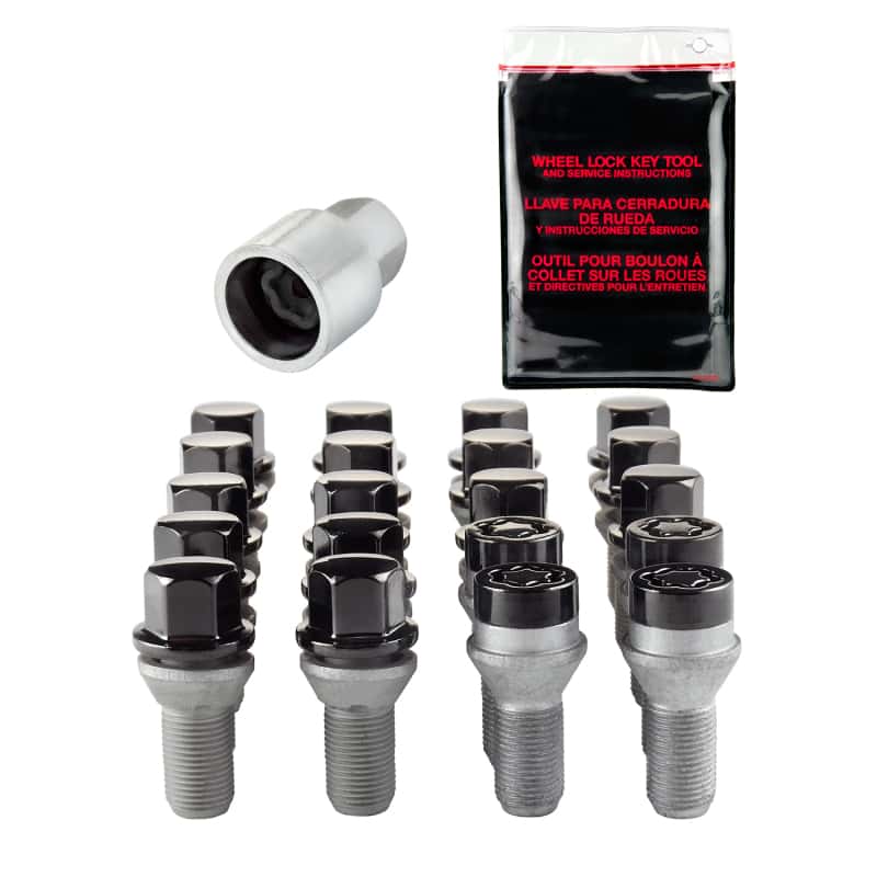 McGard — McGard 4 Lug Hex Install Kit w/Locks (Cone Seat Bolt) M12X1.25 / 17mm Hex / 22.0mm Shank L. - Black - view 1
