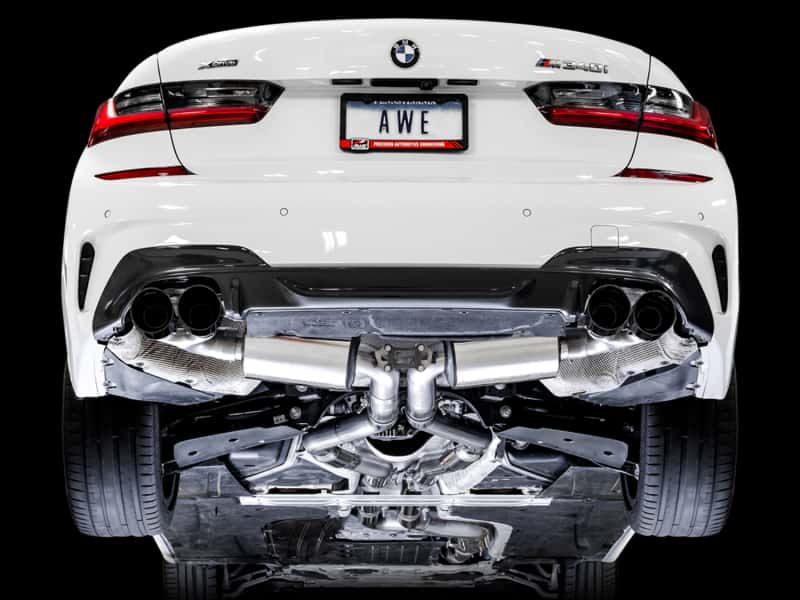 AWE Tuning — AWE Tuning 2019+ BMW M340i (G20) Resonated Touring Edition Exhaust - Quad Diamond Black Tips
Touring Exhaust - view 2
