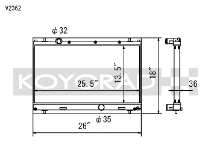 Koyo — Koyo 03-05 Dodge SRT-4 2.4L Turbo (MT) Radiator
Racing Radiator - view 1