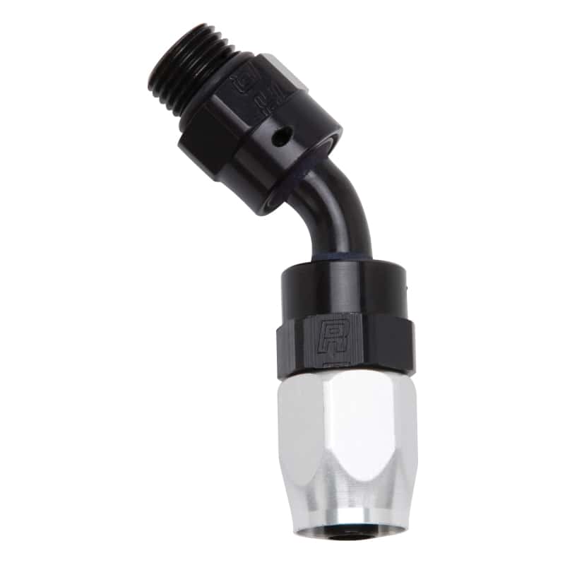 Russell — Russell Performance -10 AN Black Male SAE Port to -8 Hose 90 Degree (-10 Port 7/8in-14 Thread)
Hose Fitting - view 2