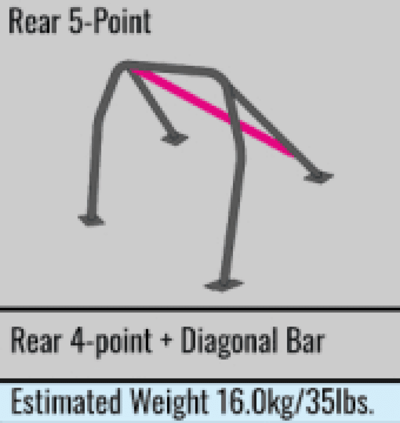 Cusco — Cusco SFTY21 2-Passenger 5-Point BLK REAR W/Diagonal Bar Roll Cage Subaru GRB STi 08-14 - view 4