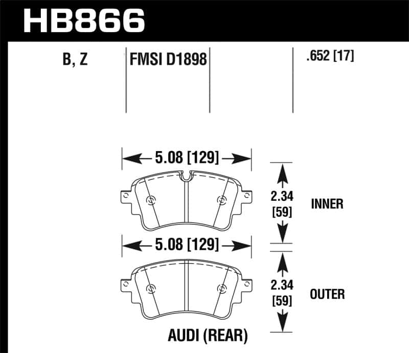 Hawk Performance — Hawk 18-19 Audi S5 HPS 5.0 Rear Brake Pads
Disc Brake Pad - view 2