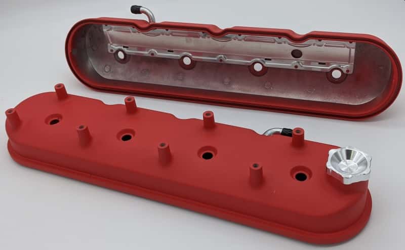 Granatelli Motor Sports — Granatelli 96-22 GM LS Tall Valve Cover w/Integral Angled Coil Mounts - Red Wrinkle (Pair)
Engine Valve Cover - view 3