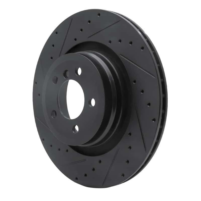 R1 Concepts — R1 07-08 BMW ALPINA B7 Rear Left Drilled & Slotted Black Brake Rotor
R1 Brake Rotor Drill - view 2