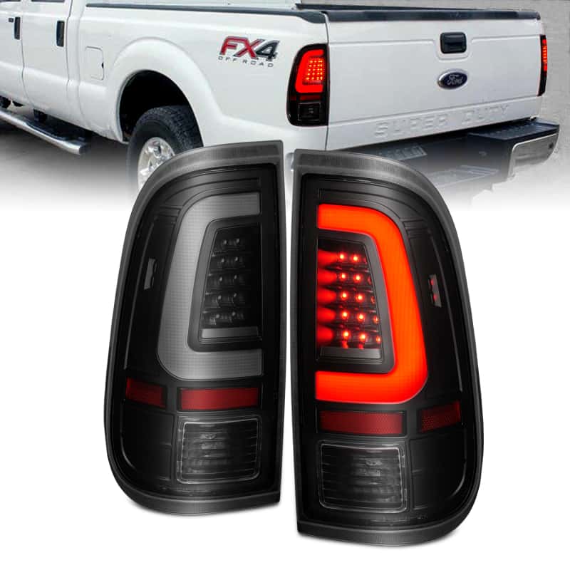 ANZO — ANZO 2008-2016 Ford  F-250  LED Tail w/ Lights Bar Black Housing Smoke Lens
Tail Light Set - view 2