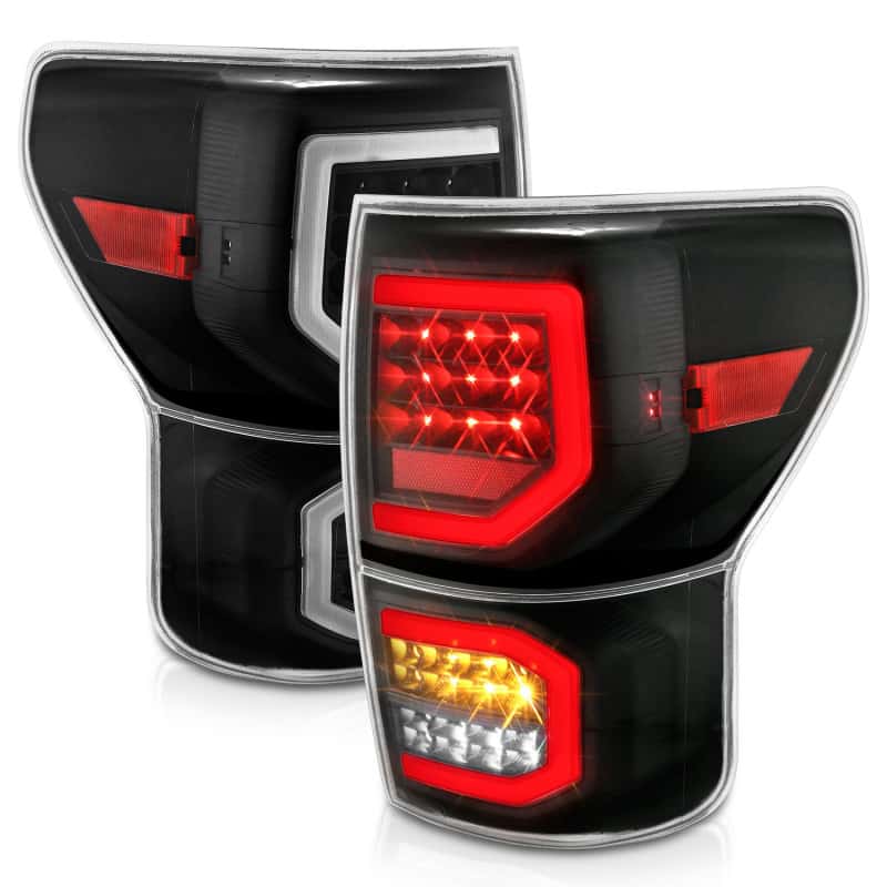 ANZO — ANZO 2007-2013 Toyota Tundra LED Taillights Plank Style Black w/Clear Lens - view 7